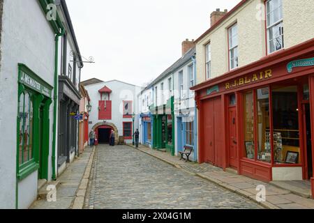 Shops along Ulster Street. Ulster American Folk Park, Omagh, Northern Ireland Stock Photo