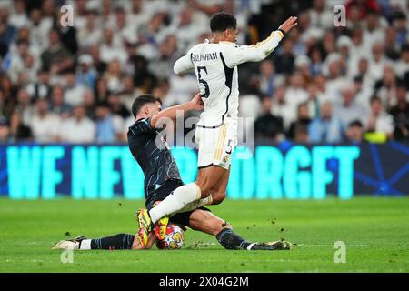 Madrid, Spain. 09th Apr, 2024. Jude Bellingham of Real Madrid during the UEFA Champions League match, Quarter-finals, first leg, between Real Madrid and Manchester City played at Santiago Bernabeu Stadium on April 9, 2024 in Madrid Spain. (Photo by Bagu Blanco/PRESSINPHOTO) Credit: PRESSINPHOTO SPORTS AGENCY/Alamy Live News Stock Photo