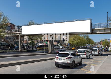 ISTANBUL, TURKEY - APRIL 7, 2024: Blank Bridge Giantboard of Piyalepasa in Istanbul. Stock Photo