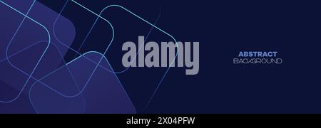 Dark blue, Green abstract banner background with glowing geometric lines. Navy blue gradient shiny lines pattern Futuristic technology web background Stock Vector