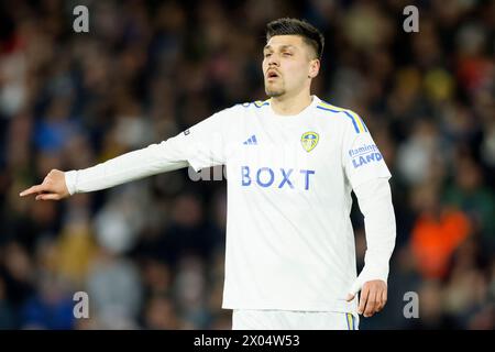 Leeds United's Joel Piroe during the Sky Bet Championship match at Elland Road, Leeds. Picture date: Tuesday April 9, 2024. Stock Photo