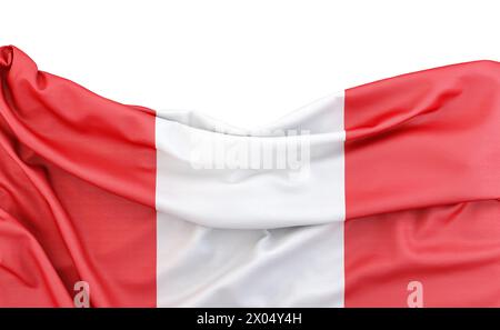 Flag of Peru isolated on white background with copy space above. 3D rendering Stock Photo