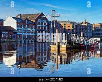 UK, North Yorkshire, York, River Ouse, Woodsmill Quay. Stock Photo