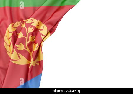 Flag of Eritrea in the corner on white background. 3D Rendering Stock Photo