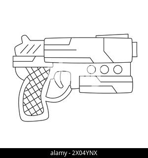 Gun Coloring Page. Firearm Vector Illustration. Isolated Revolver On White Background. Weapon Silhouette. Pistol Vector Stock Vector