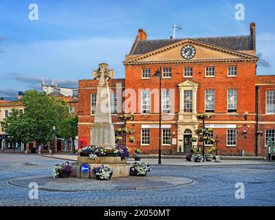 UK, Somerset, Taunton, The Parade, Market House and War Memorial. Stock Photo