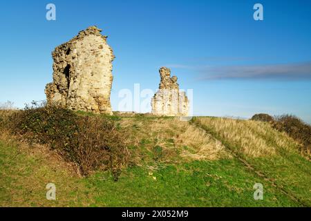 UK, West Yorkshire, Wakefield, Sandal Castle Ruins Stock Photo