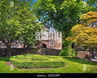 UK, North Yorkshire, Skipton, Skipton Castle Gatehouse. Stock Photo