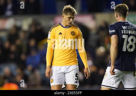 London, UK. 09th Apr, 2024. Callum Doyle of Leicester City during the Millwall FC v Leicester City FC sky bet EFL Championship match at The Den, London, England, United Kingdom on 9 April 2024 Credit: Every Second Media/Alamy Live News Stock Photo