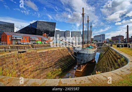 UK, Liverpool, Canning Graving Docks, De Wadden Schooner Stock Photo