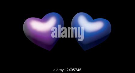 3d metallic hologram hearts Vector design elements Stock Vector