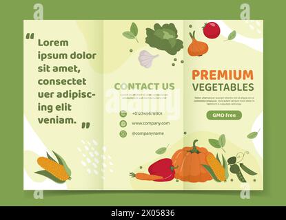 Brochure with vegetables vector concept Stock Vector