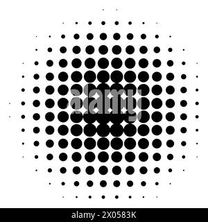Optical illusion dot grid. Concentric circles creating a visual effect. Black on white abstract pattern. Vector illustration. EPS 10. Stock Vector