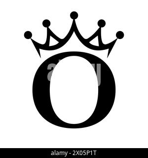 Letter O Crown Logo for Queen Sign, Beauty, Fashion, Star, Elegant, Luxury Symbol Stock Vector