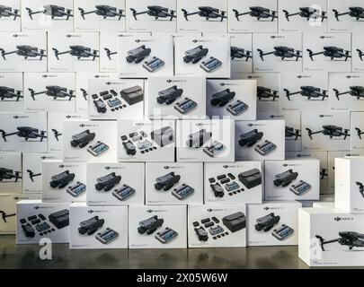 Many packages of DJI Mavic 3 PRO quadcopters Stock Photo