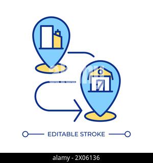 Logistics route RGB color icon Stock Vector