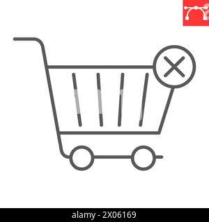 Remove from cart line icon, e-commerce and shopping, delete in cart vector icon, vector graphics, editable stroke outline sign, eps 10. Stock Vector