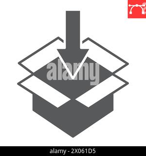 Ship order glyph icon, e-commerce and delivery service, opened box vector icon, vector graphics, editable stroke solid sign, eps 10. Stock Vector