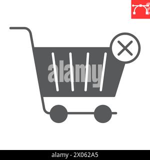 Remove from cart glyph icon, e-commerce and shopping, delete in cart vector icon, vector graphics, editable stroke solid sign, eps 10. Stock Vector