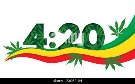 420 Weed Day International Holiday banner at 20 April, symbolize date and time. Vector illustration with numbers made from marijuana cannabis leaves i Stock Vector