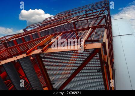 orange stairs of a modern building, low angle view Stock Photo