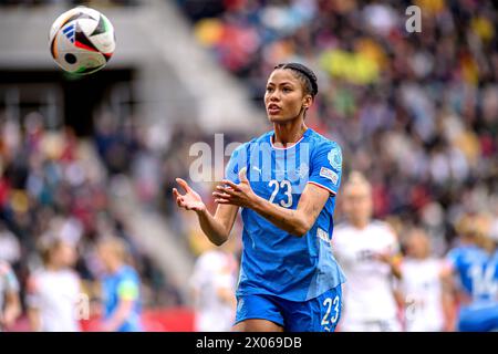 AACHEN, GERMANY - 9 APRIL, 2024: Sveindís Jane Jonsdottir, The football match of Germany vs Island at New Tivoli Stock Photo