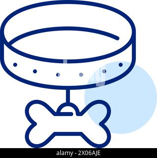 Dog collar with bone charm decoration. Pet ownership, stylish accessories and supplies. Pixel perfect, editable stroke Stock Vector