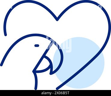 Macaw parrot head in heart. Playful and sociable nature of parrots as pets. Pixel perfect, editable stroke icon Stock Vector