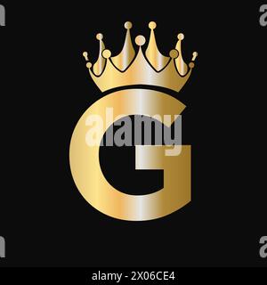 Letter G Crown Logo Template. Royal Crown Logotype Luxury Sign  for Beauty, Fashion, Star, Elegant Symbol Stock Vector