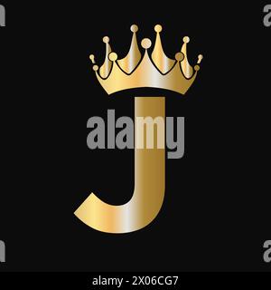 Letter J Crown Logo Template. Royal Crown Logotype Luxury Sign  for Beauty, Fashion, Star, Elegant Symbol Stock Vector