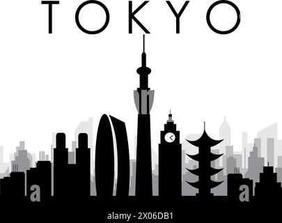 Cityscape skyline panorama of TOKYO, JAPAN Stock Vector