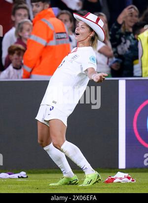 File photo dated 26-07-2022 of England's Rachel Daly celebrates at the end of the UEFA Women's Euro 2022 semi-final match at Bramall Lane, Sheffield. Aston Villa forward Rachel Daly has announced her retirement from international football. Daly was part of the Lionesses’ European Championship-winning side in 2022, where she started every game in the tournament. Issue date: Wednesday April 10, 2024. Stock Photo