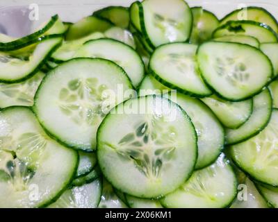 cucumber (Cucumis sativus), cucumber slices, cucumber salad Stock Photo