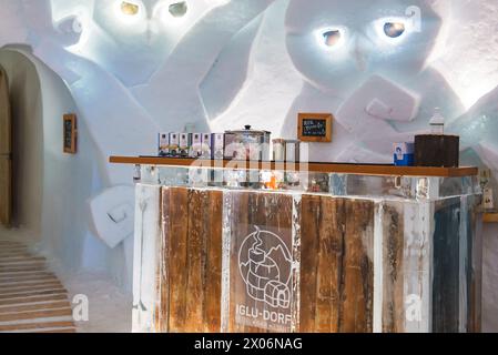 Igloo hotel bar and restaurant interior in Zermatt ski resort Stock Photo