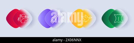 Chase set icon. Skin, hunting trophy, duck, sight, rifle, man, silhouette, binoculars, lenses, prey, target, weapon, gradient. Concept of hunting and Stock Vector