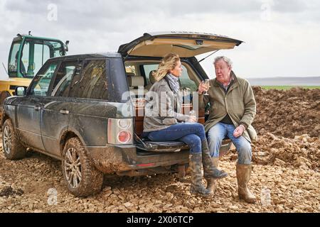 Jeremy Clarkson and his girlfriend Lisa Hogan. Clarkson's Farm Stock Photo