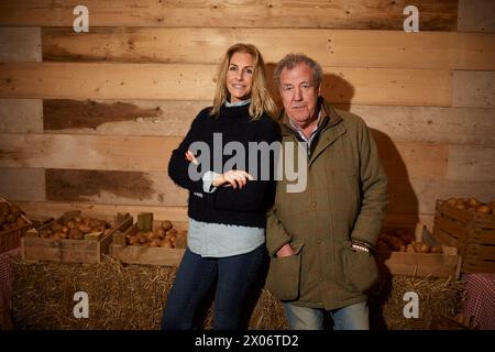 Jeremy Clarkson and his girlfriend Lisa Hogan. Clarkson's Farm Stock Photo