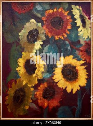 'Glowing Sunflowers', 1936, Emil Nolde, Thyssen-Bornemisza Museum, Madrid, Spain, Europe Stock Photo