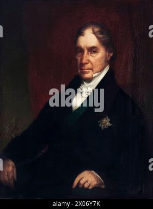 George Hamilton-Gordon, 4th Earl of Aberdeen (1784-1860), styled 'Lord Haddo', Prime Minister of the United Kingdom 1852-1855, portrait painting in oil on canvas by Chester Harding, circa 1847 Stock Photo
