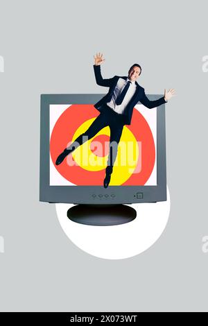 Retro pc screen flying in space Stock Photo - Alamy