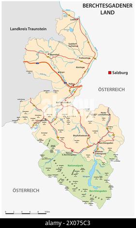 Road map of the Berchtesgadener Land district, Bavaria, Germany Stock Photo