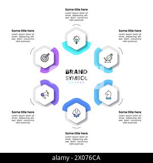 6 Steps, Six 6 option Colorful Chart Infograph Steps Template With ...