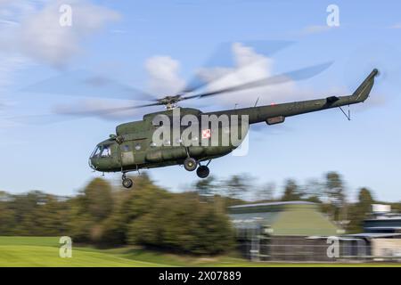 De Wijk november 5 2022: A Polish air force Mil Mi-8 takes off during Falcon Autumn exercise Stock Photo