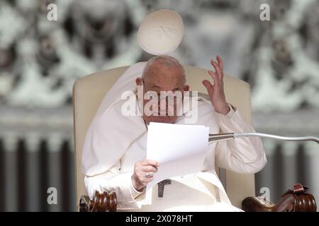 Vatican City State, Holy See. 10th Apr, 2024. POPE FRANCIS during his Wednesday general audience in St. Peter's Square at the Vatican. (Credit Image: © Evandro Inetti/ZUMA Press Wire) EDITORIAL USAGE ONLY! Not for Commercial USAGE! Stock Photo