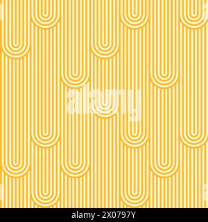 Ramen swirl pattern, yellow noodle pasta seamless background of asian cuisine food. Ramen wheat noodle pasta soup vector texture with wavy yellow lines and curves geometric ornament, menu backdrop Stock Vector