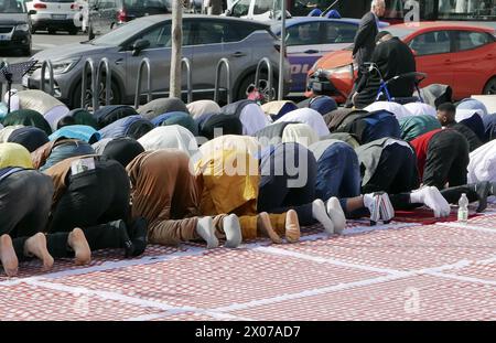 Rome, Italy. 10th Apr, 2024. Islamic communities celebrate Eid al Fitr in Rome, Italy, April 10 2024. The Holiday marks the end of Holy Month of Ramadan. (Photo by Elisa Gestri/Sipa USA) Credit: Sipa USA/Alamy Live News Stock Photo