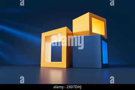 Abstract geometric interior structure, 3d rendering. 3D illustration. Stock Photo