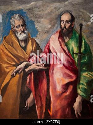 'Saint Peter and Saint Paul', 1590-1600, Doménikos Theotokópoulos (El Greco), National Museum of Catalan Art, Museu Nacional d Art de Catalunya, MNAC, Stock Photo