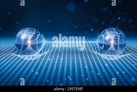 Physics quantum and quantum entanglement, 3d rendering. 3D illustration ...