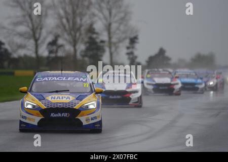 Dalton on Tees, 10 April 2024. Sam Osborne driving a Ford Focus ST for NAPA Racing UK during a BTCC test day at Croft Circuit. Credit: Colin Edwards/Alamy Live News. Stock Photo